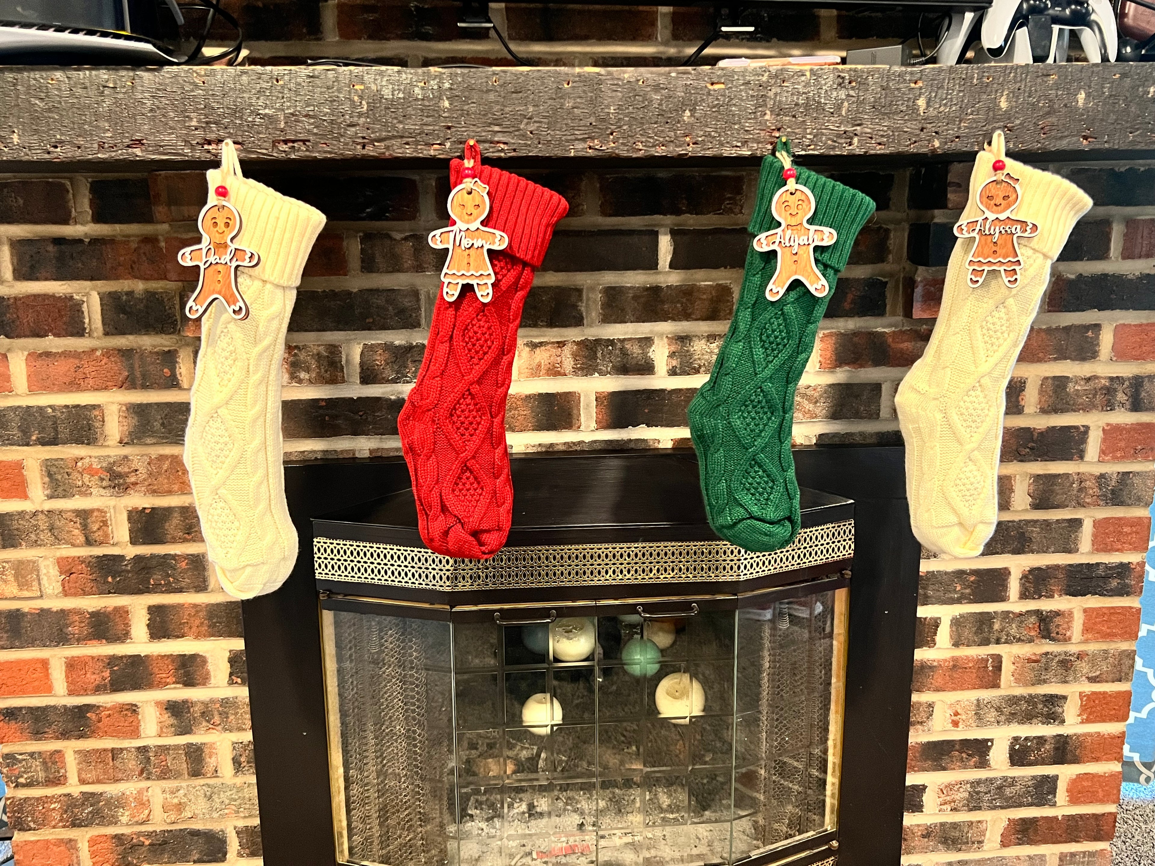 Personalized Christmas Gingerbread Family Ornaments/ Stocking Tags