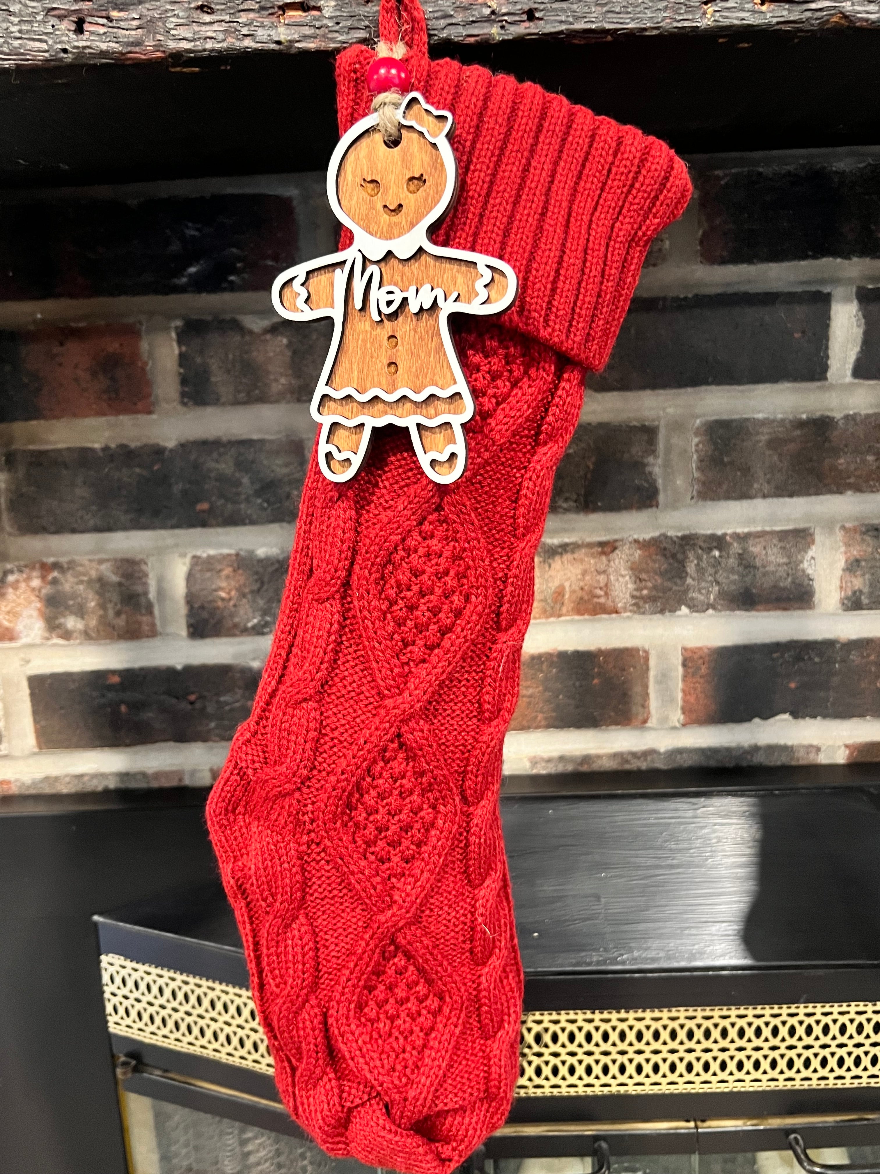 Personalized Christmas Gingerbread Family Ornaments/ Stocking Tags