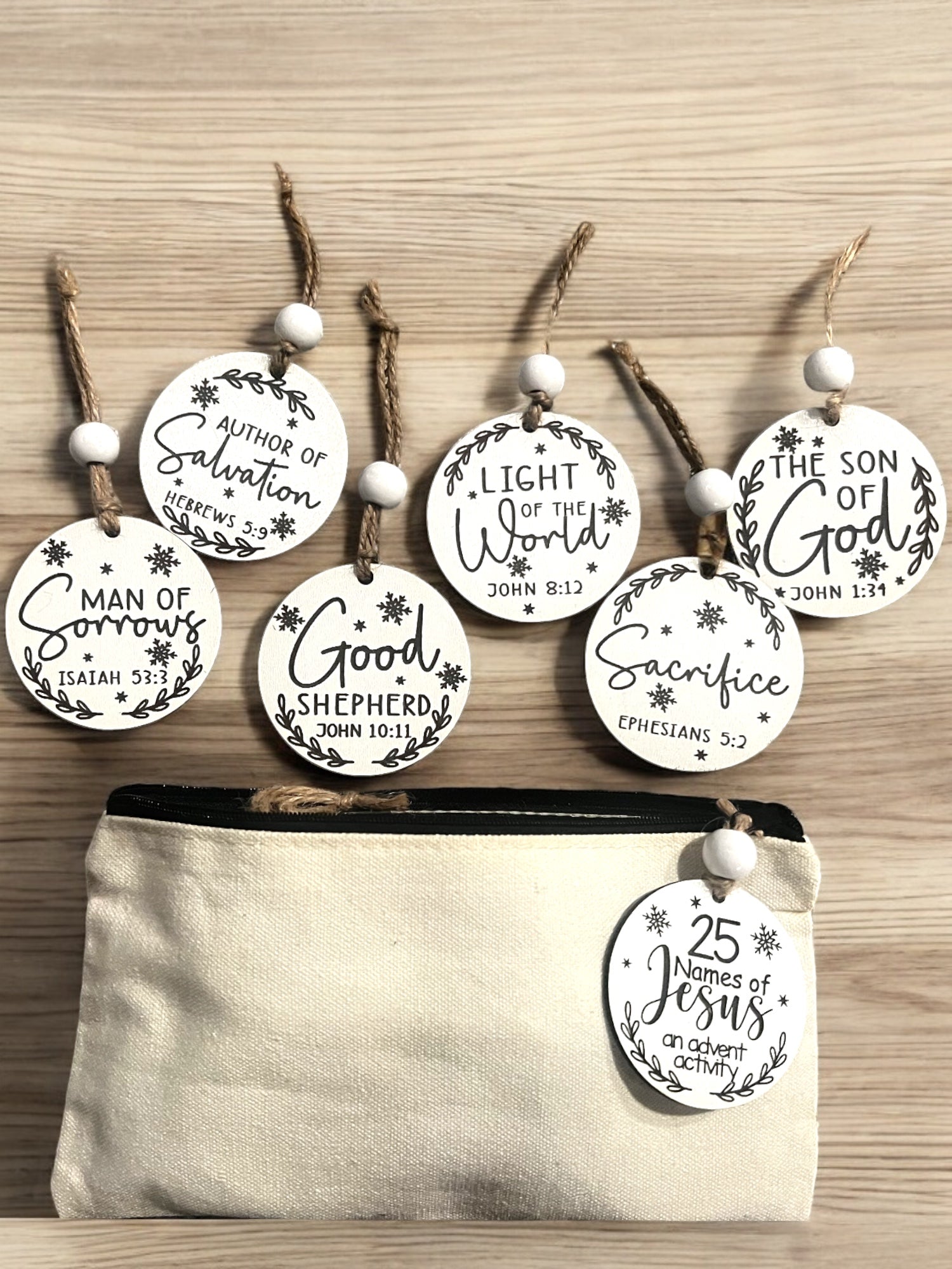 25 Names of Jesus Advent Christmas Ornament Set