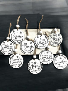 25 Names of Jesus Advent Christmas Ornament Set