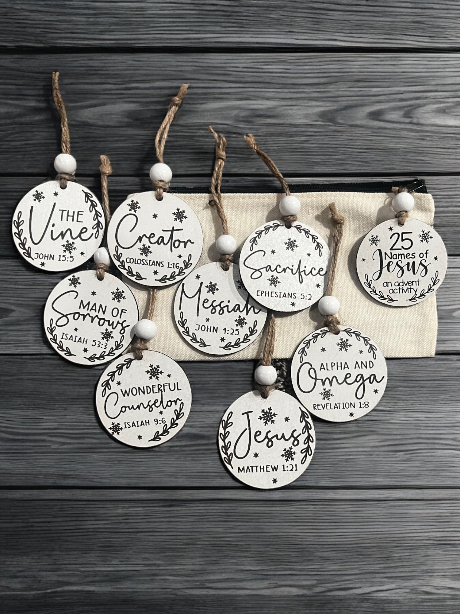 25 Names of Jesus Advent Christmas Ornament Set