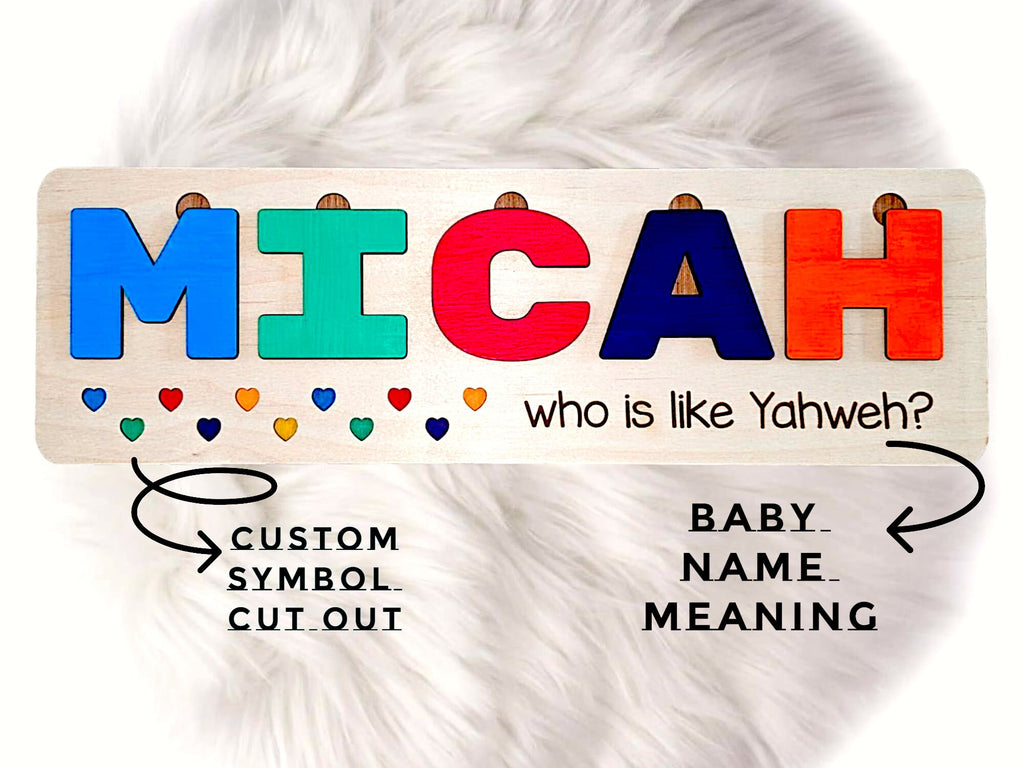 Name Puzzle, Name Meaning Puzzle, Personalized Gift for Baby and Toddler, Natural Wooden Puzzle, First Birthday Gift