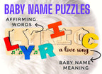 Name Puzzle, Name Meaning Puzzle, Personalized Gift for Baby and Toddler, Natural Wooden Puzzle, First Birthday Gift