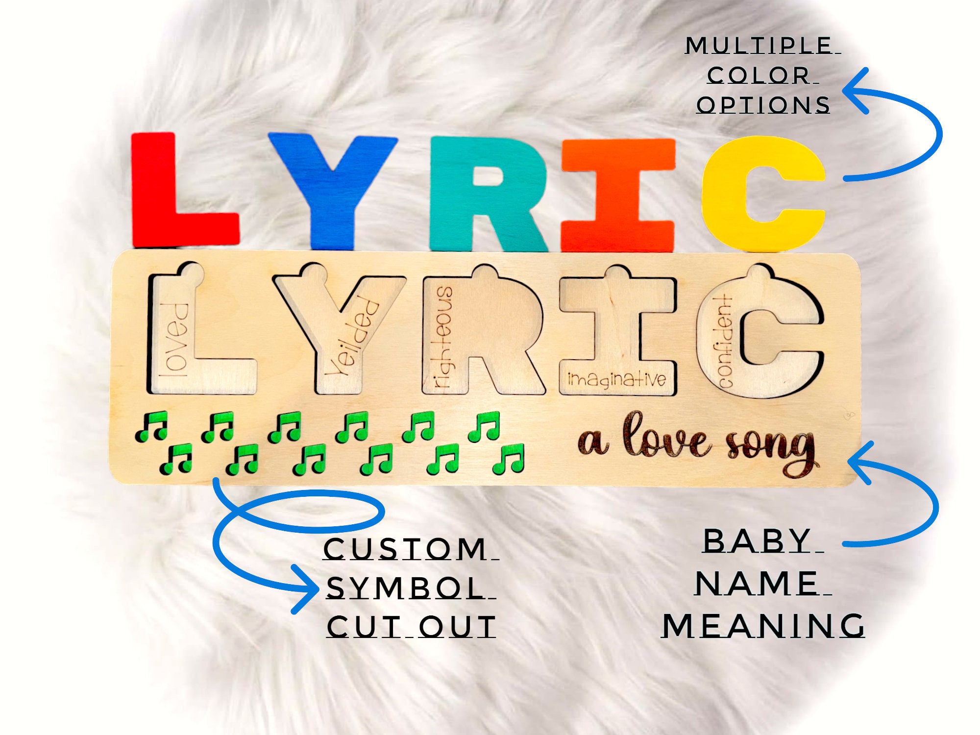 Name Puzzle, Name Meaning Puzzle, Personalized Gift for Baby and Toddler, Natural Wooden Puzzle, First Birthday Gift